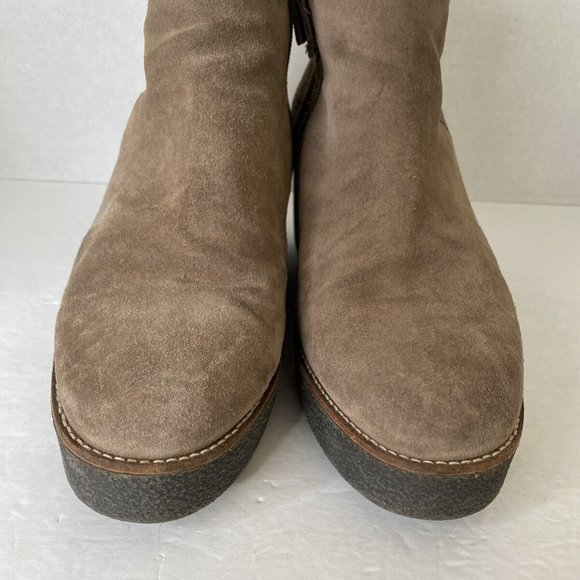 Aquatalia Vina Booties 10 Suede Platform Brown Wedge Ankle Boots - Picture 2 of 11